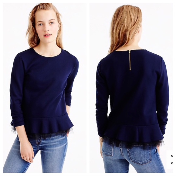 J. Crew Tops - J. Crew Tulle-hem Top (Gray)